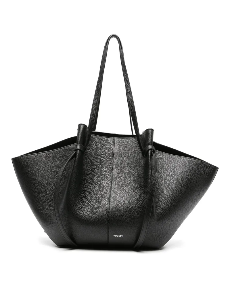 YUZEFI Mochi Pebbled Shoulder Bag Black
