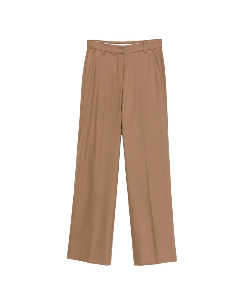Max Mara Pressed-crease Straight-leg Trousers Neutrals