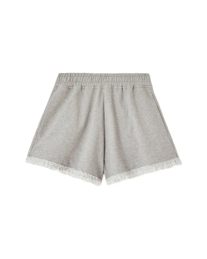 Ganni Isoli Lace-trim Shorts Grey