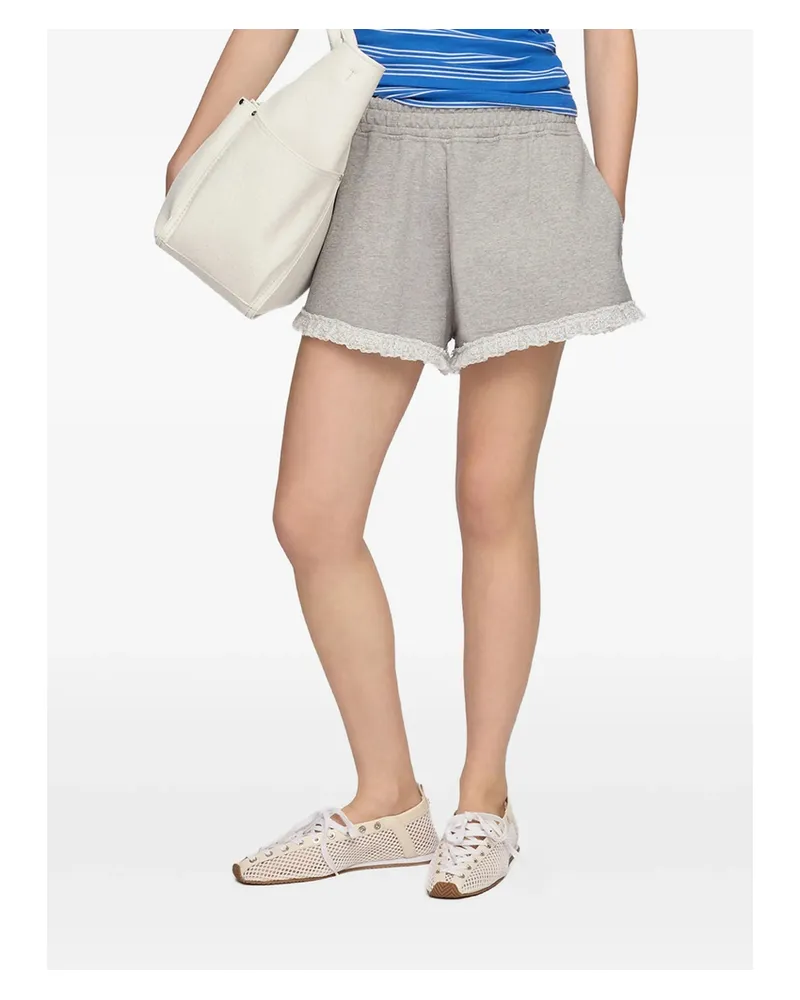Ganni Isoli Lace-trim Shorts Grey