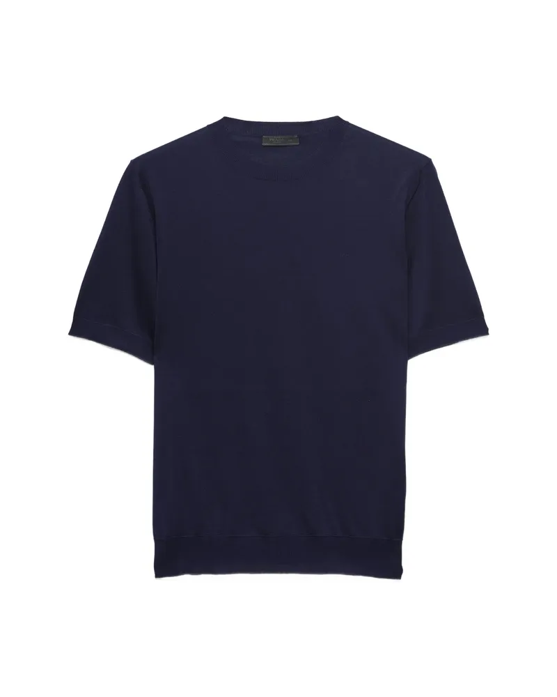 Prada Short-sleeved Silk Sweater Blue