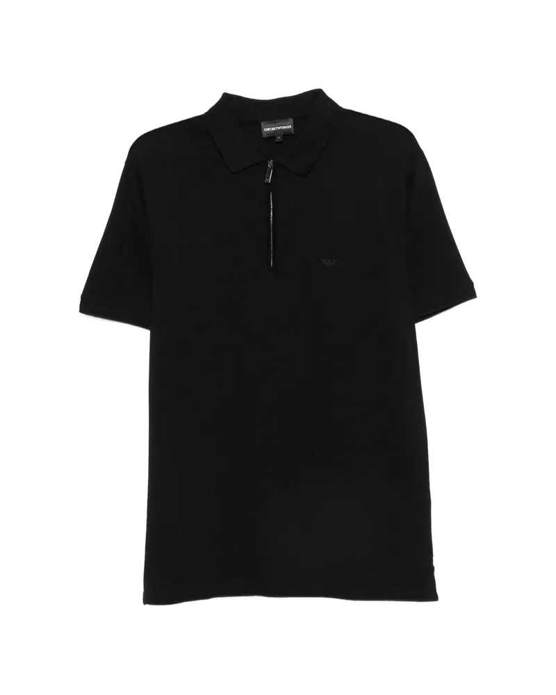 Emporio Armani Zip-fastening Logo-patch Polo Shirt Black