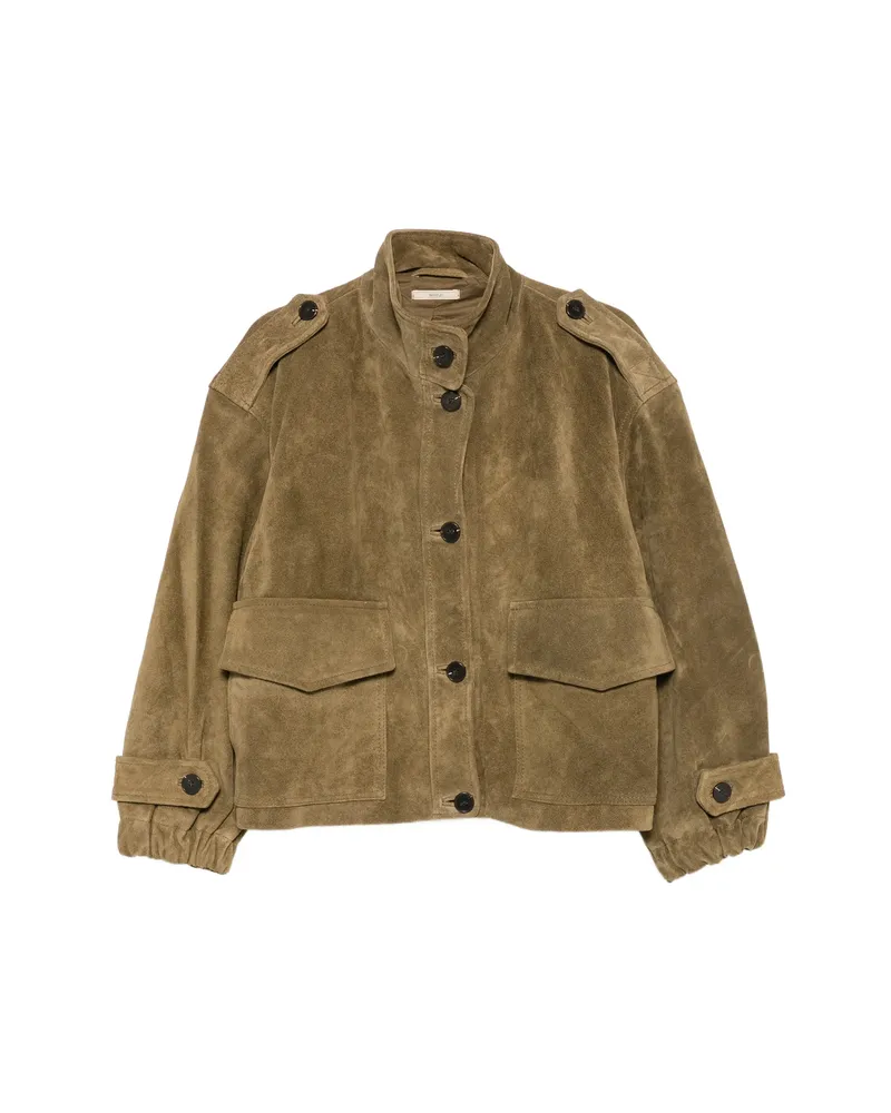 Sessùn Leather-suede Flap-pocket Jacket Brown