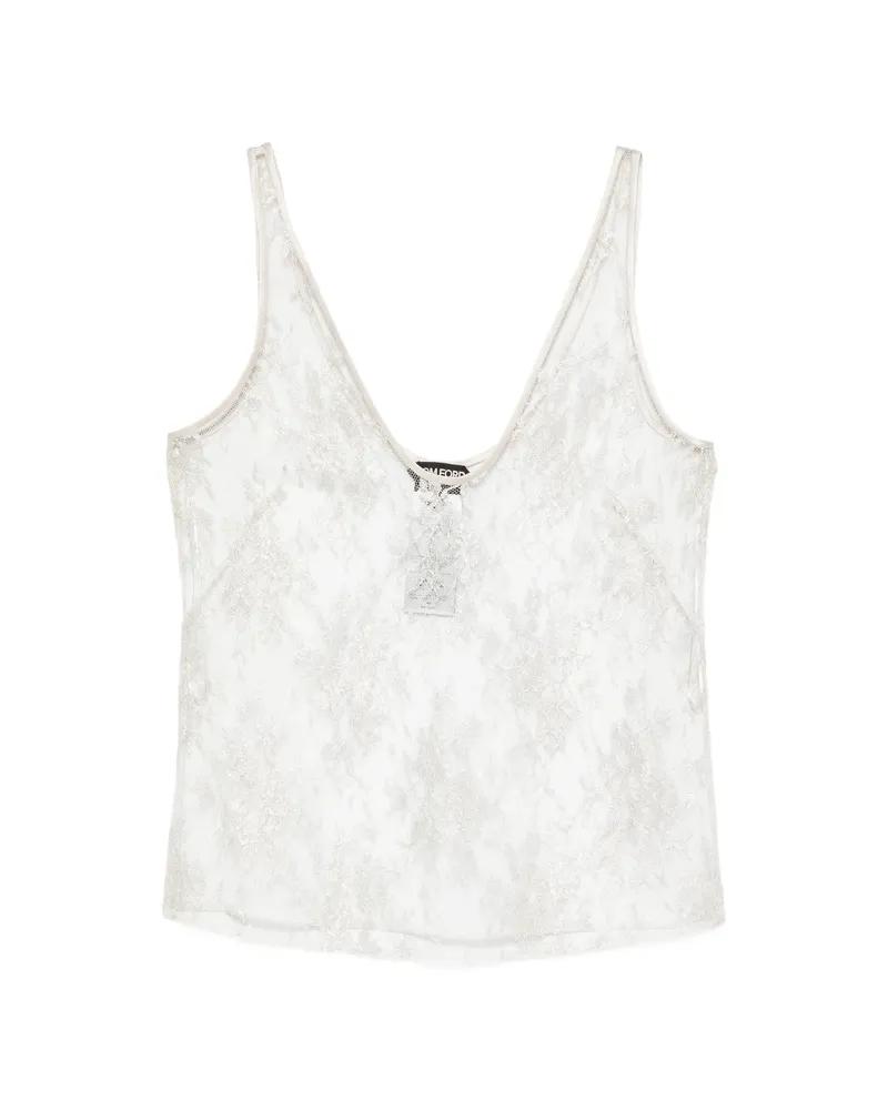 Tom Ford Lace-overlay Top Silver