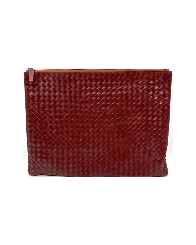 Dragon Diffusion Woven-zip Clutch Bag Red