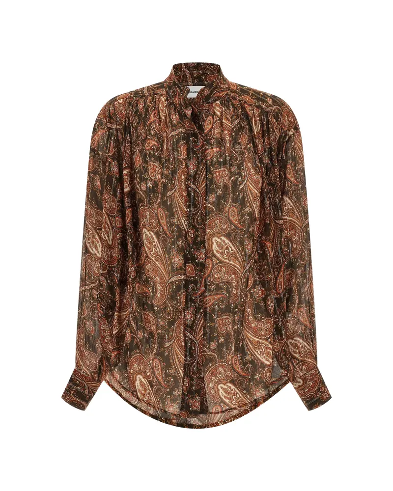 ANDAMANE Rania Paisley-print Lam Shirt Brown
