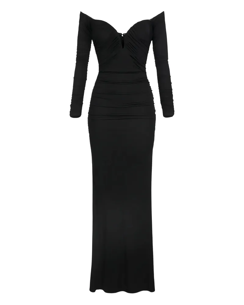 Elisabetta Franchi Off-shoulder Ruched Dress Black