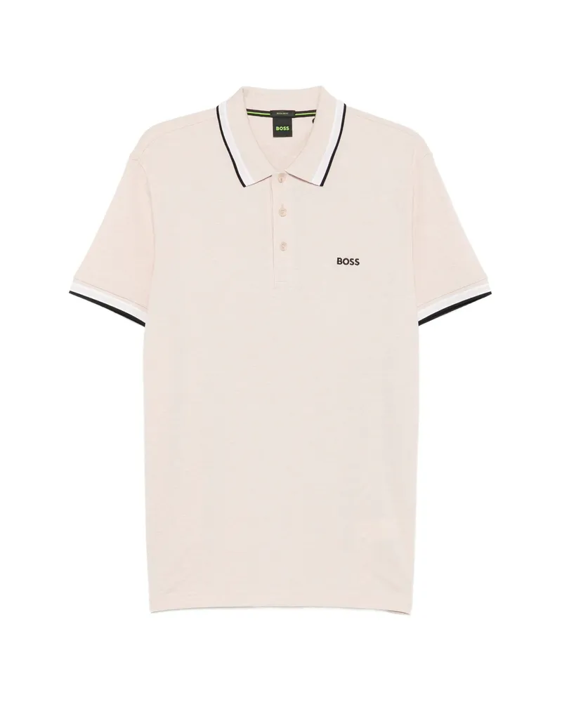 HUGO BOSS Logo-embroidered Tipped Polo Shirt Neutrals