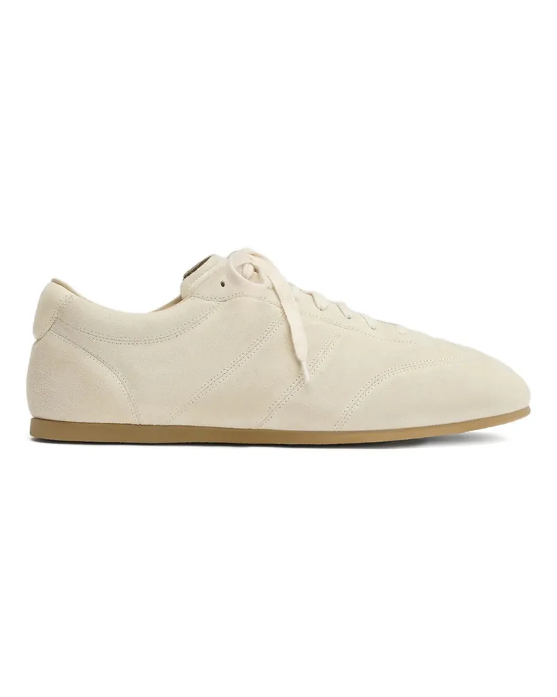 Christophe Lemaire Quilted Suede Sneakers Neutrals