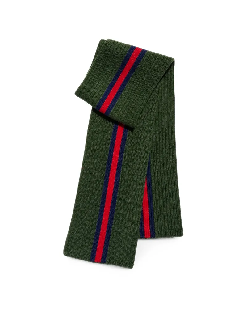 Gucci Web-stripe Ribbed Scarf Green