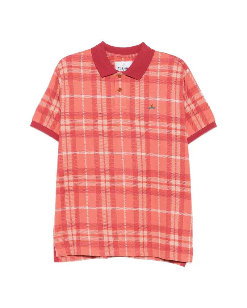 Vivienne Westwood Check-pattern Orb-embroidered Polo Shirt Red