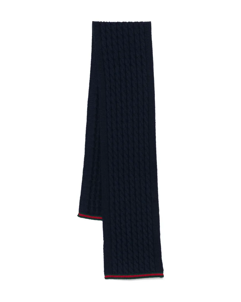 Gucci Cable-knit Wool Scarf Blue