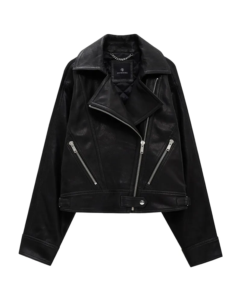 Anine Bing Julie Leather Jacket Black