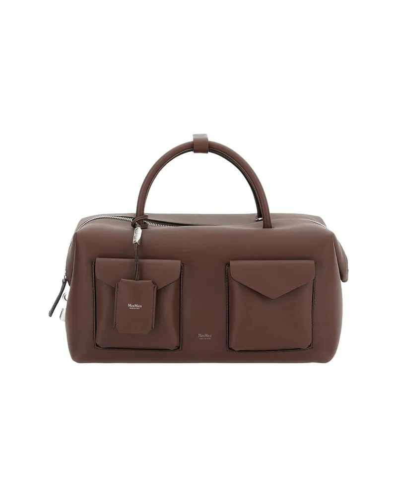 Max Mara Padlock Flap Leather Shoulder Bag Brown