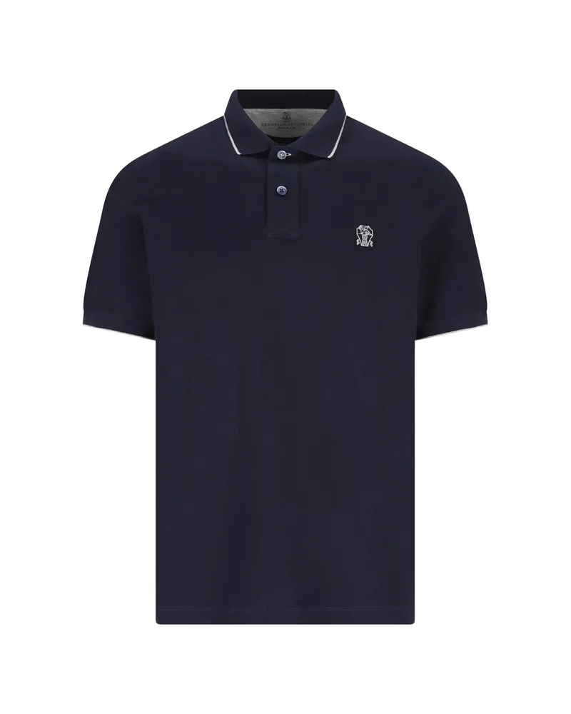 Brunello Cucinelli Logo-embroidered Polo Shirt Blue