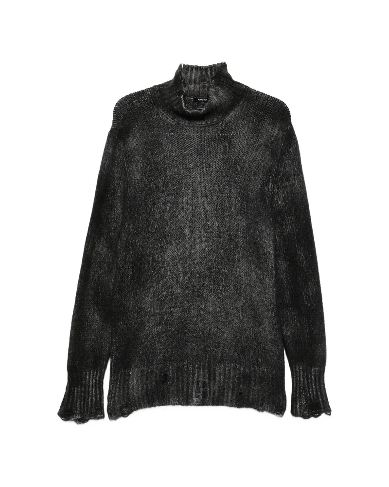 Avant Toi Distressed Roll-neck Sweater Grey