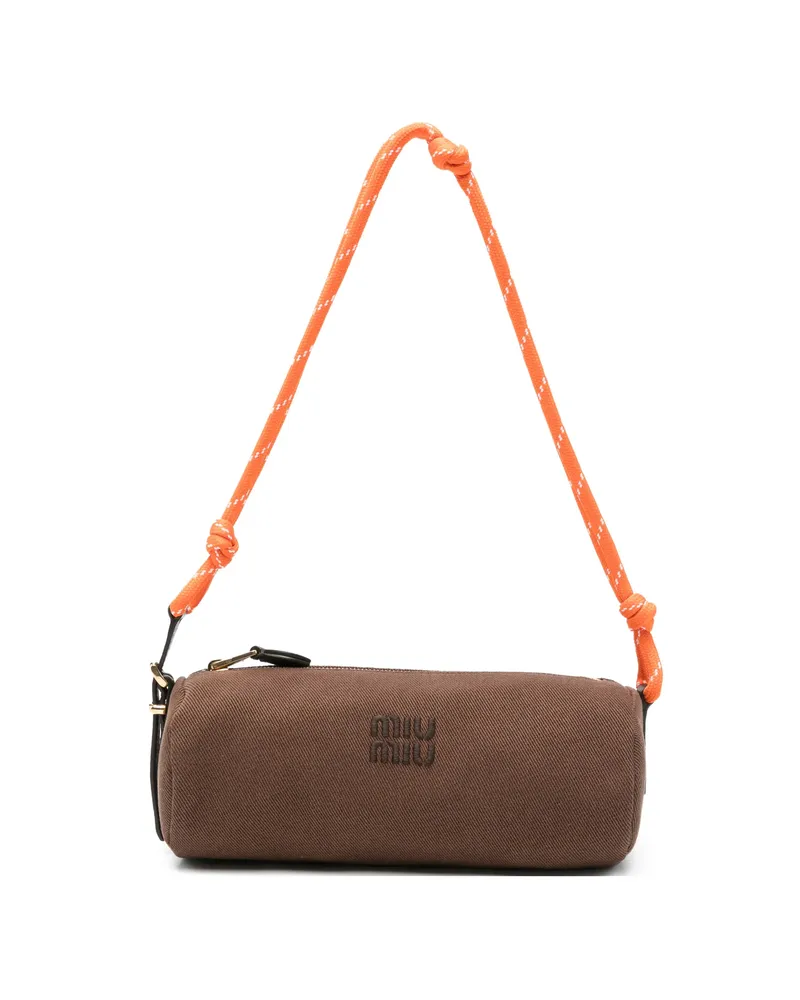 Miu Miu Gabardine Cylindrical Shoulder Bag Brown