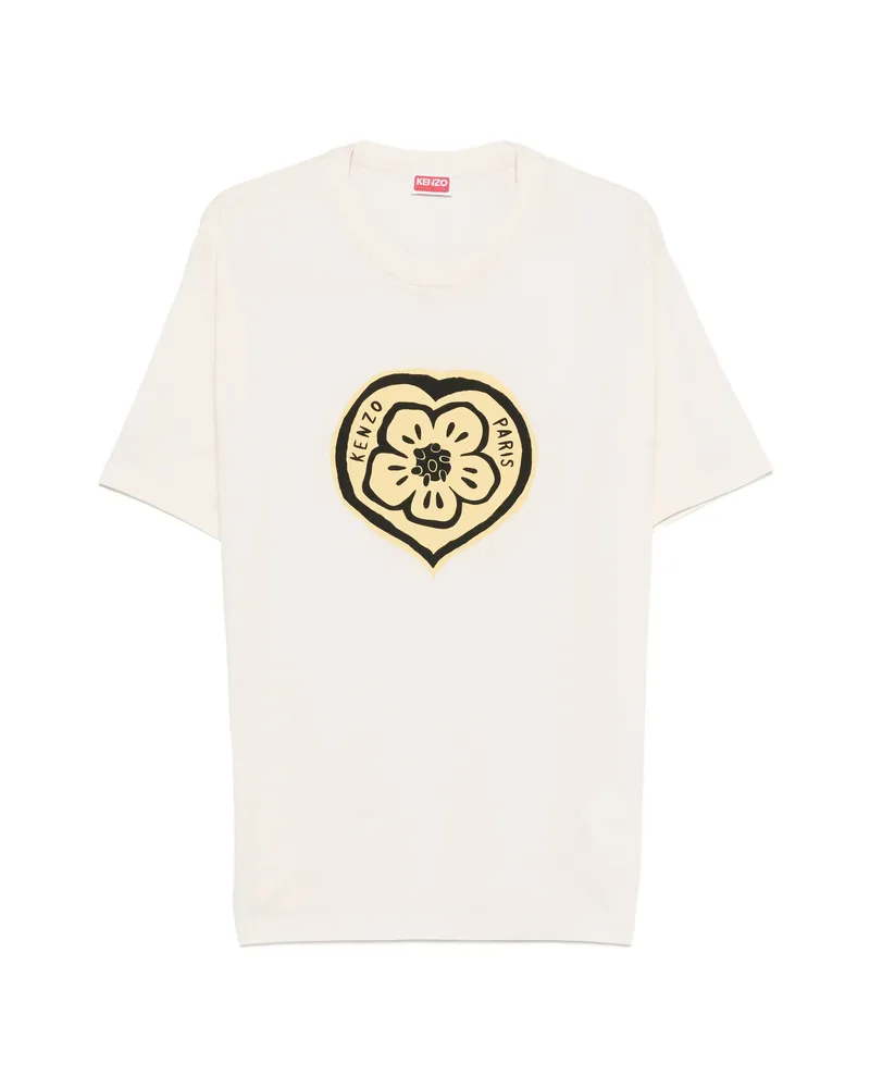 Kenzo Boke Heart Flower-print T-shirt Neutrals