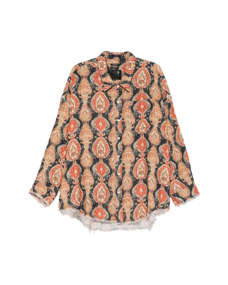 R13 Printed Frayed Shirt Orange