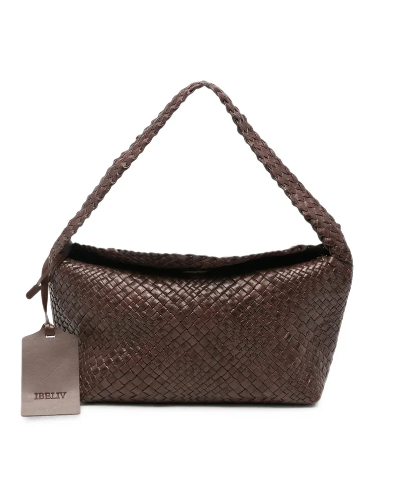 IBELIV Aura Woven-leather Tote Bag Brown