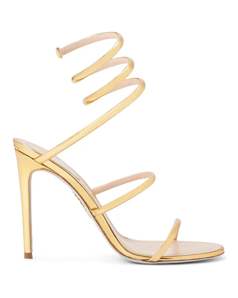 René Caovilla Cleo Leather Sandals Gold