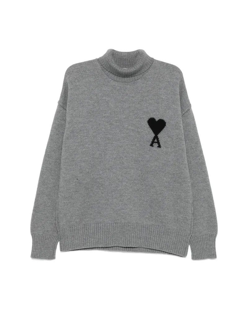 AMI Paris Ami De Coeur Roll-neck Sweater Grey