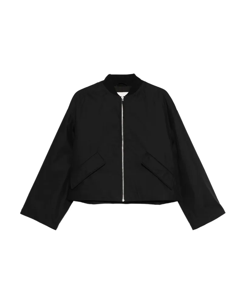 Closed Zip-front Flap-pocket Jacket Black