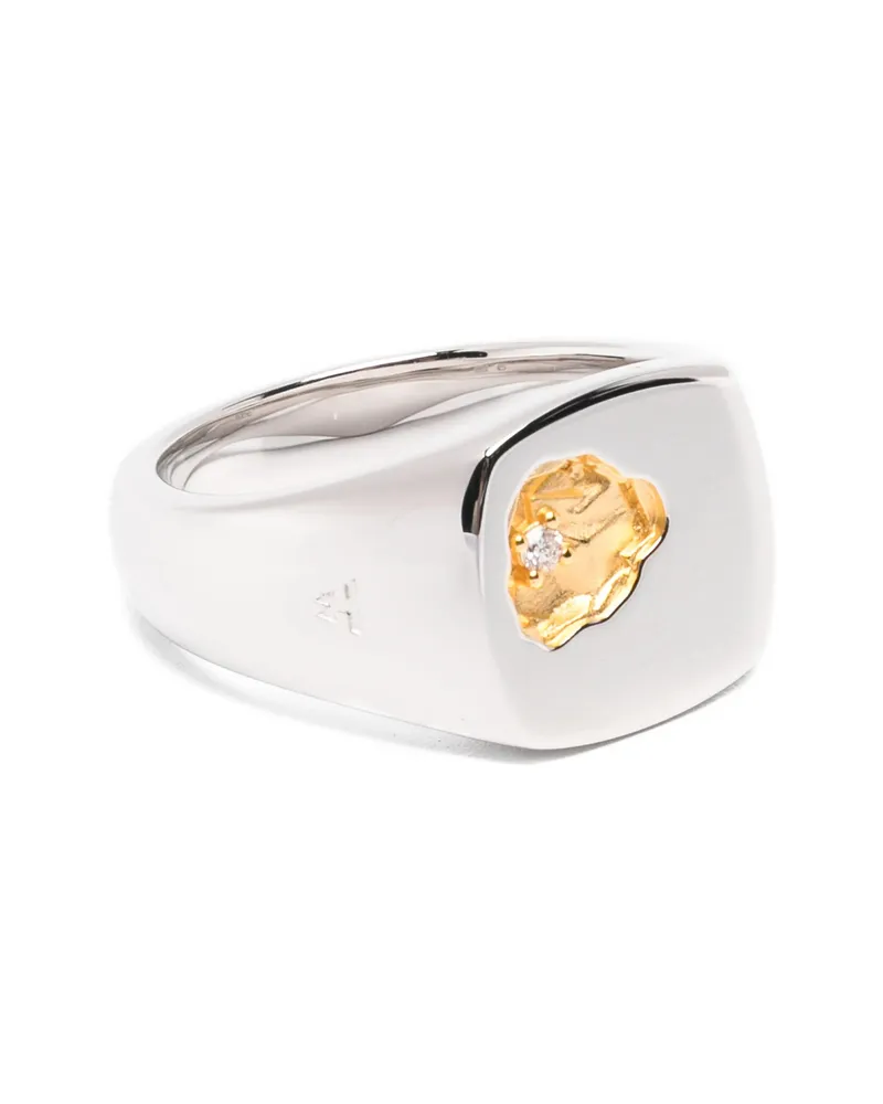 Tom Wood Small Mined Diamong Ring Silver