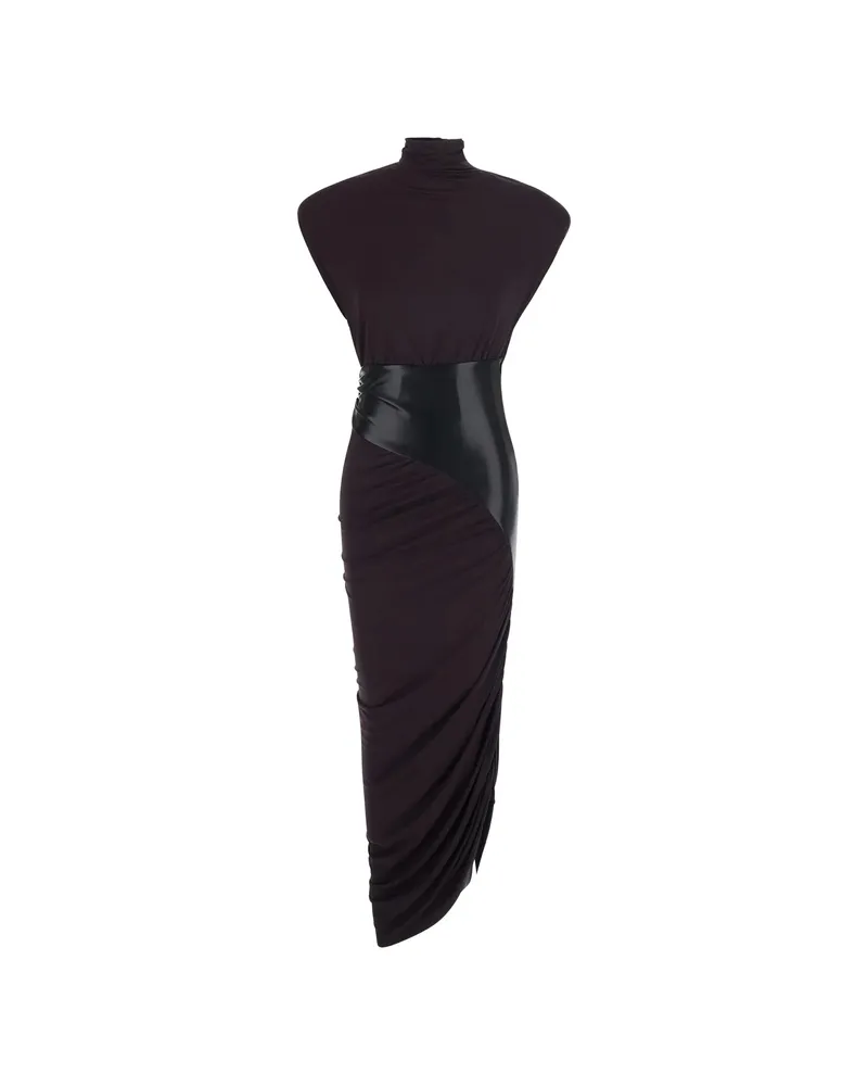 ANDAMANE Ursula Ruched High-neck Maxi Dress Purple