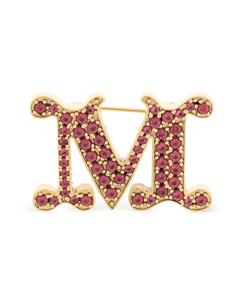 Max Mara Letter Embellished Brooch Gold