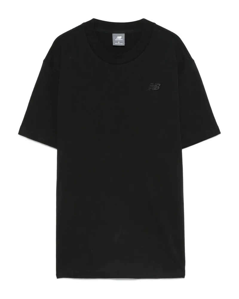 New Balance Logo-embroidered Cotton T-shirt Black