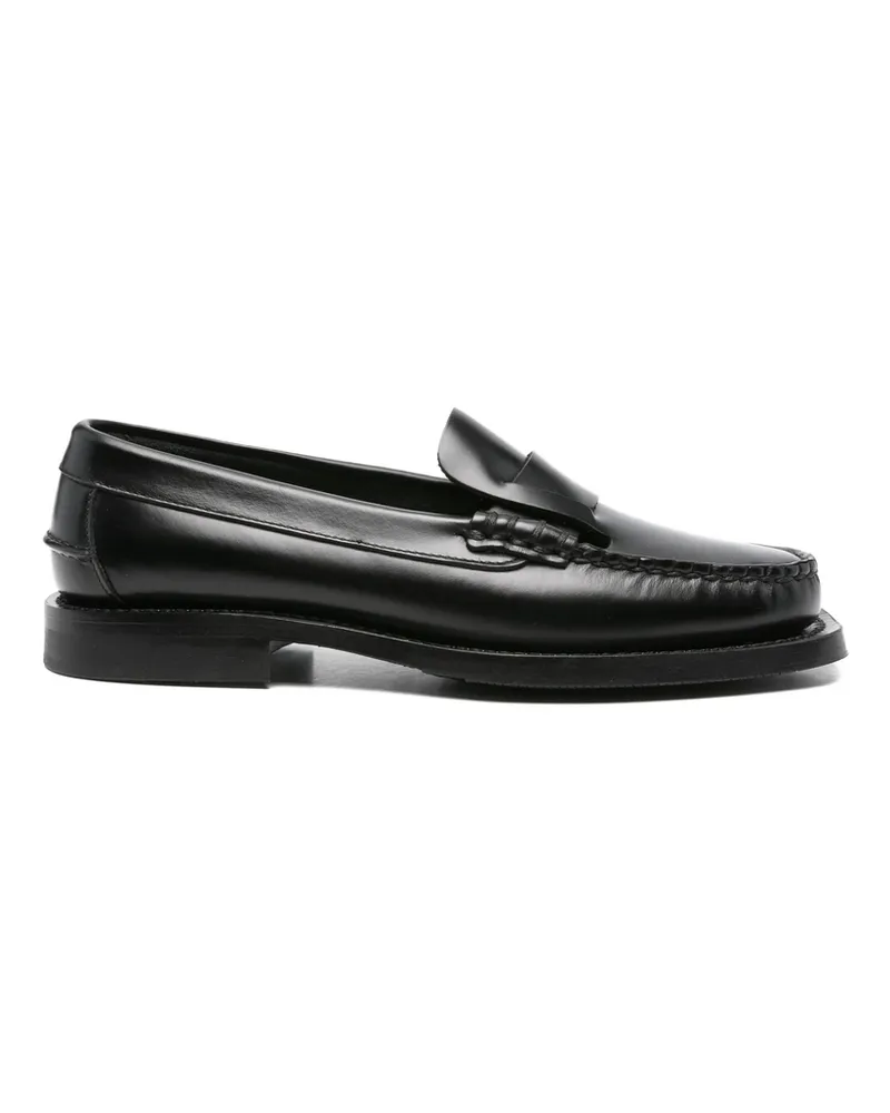 HEREU Leather Penny Loafers Black