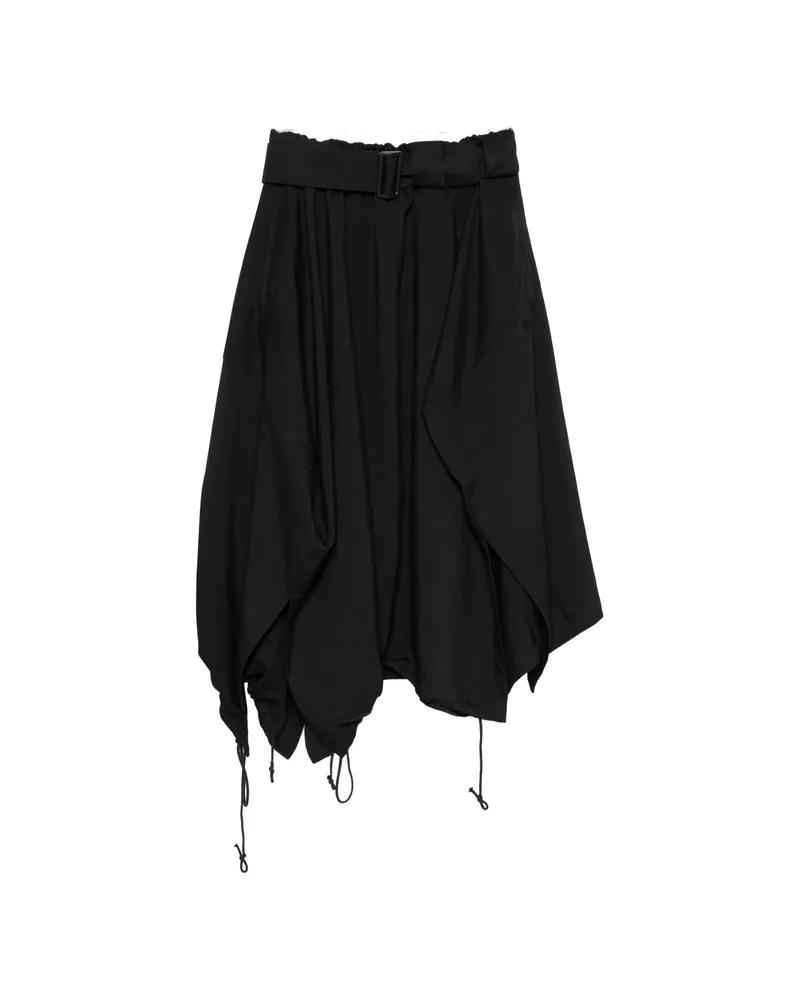 Y-3 Adapt SU Belted-waist Asymmetric-hem Midi Skirt Black