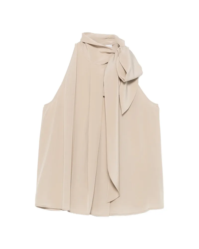 Max Mara Fune Tie-neck Pleated Blouse Neutrals