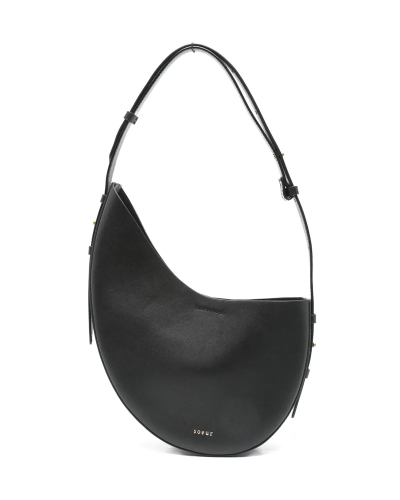 Soeur Wino Crescent Sheepskin Shoulder Bag Black