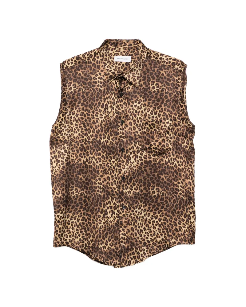 Ernest W. Baker Leopard-print Pocket Shirt Brown