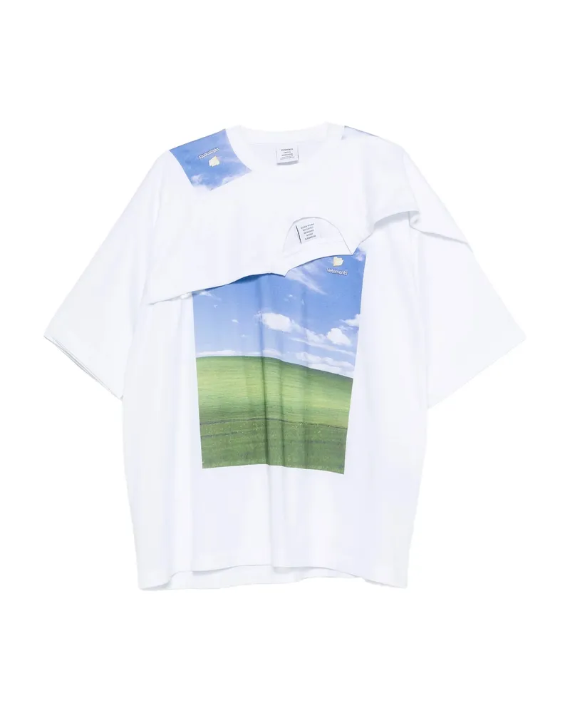 VETEMENTS Layered Graphic-print T-shirt White