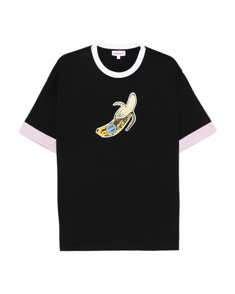 Charles Jeffrey Loverboy Banana-print Crew-neck T-shirt Black