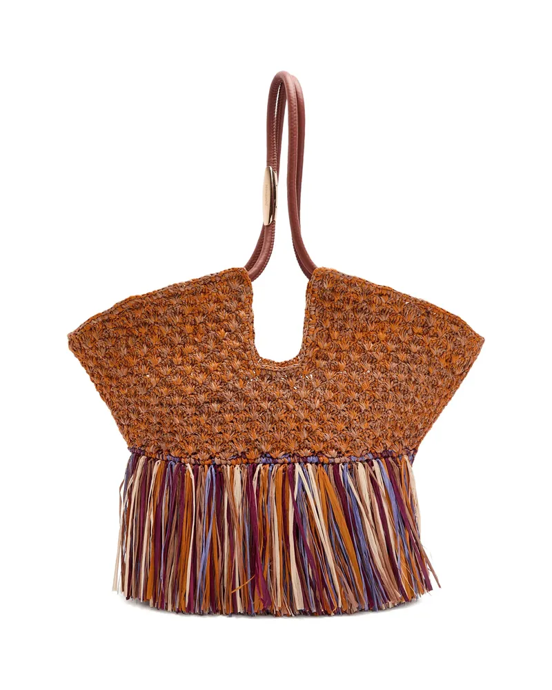 Zimmermann Medium Goldentime Fringed Tote Bag Brown