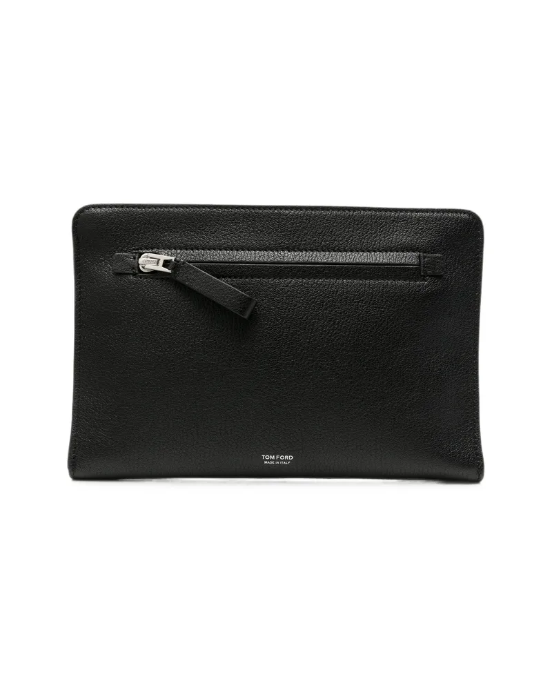 Tom Ford Grained Leather Clutch Bag Black