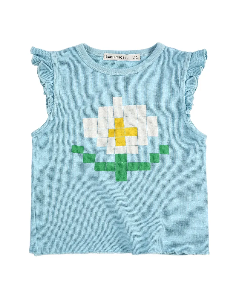 BOBO CHOSES Pixel Daisy Ruffled Tank Top Blue
