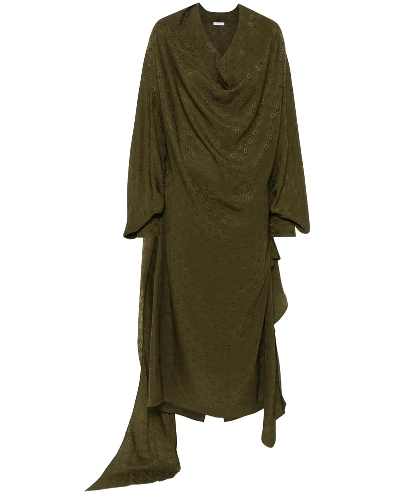 Ferragamo Monogram Silk Dress Green