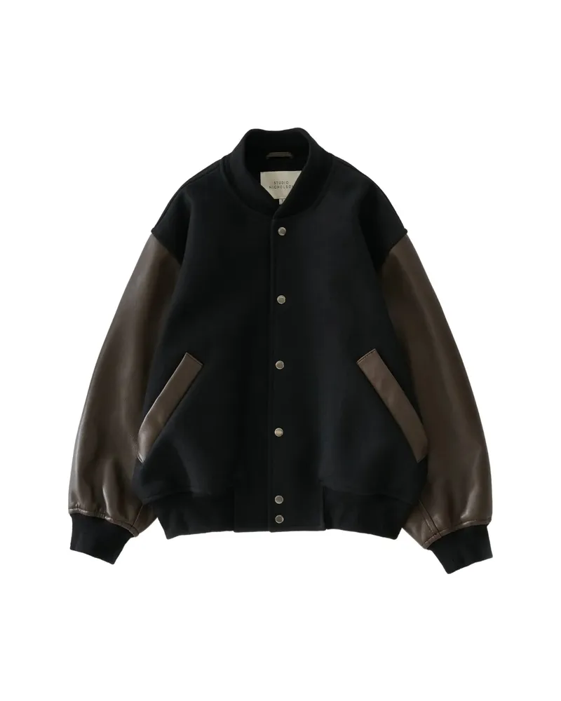 Studio Nicholson Alph Leather-sleeve Bomber Jacket Black