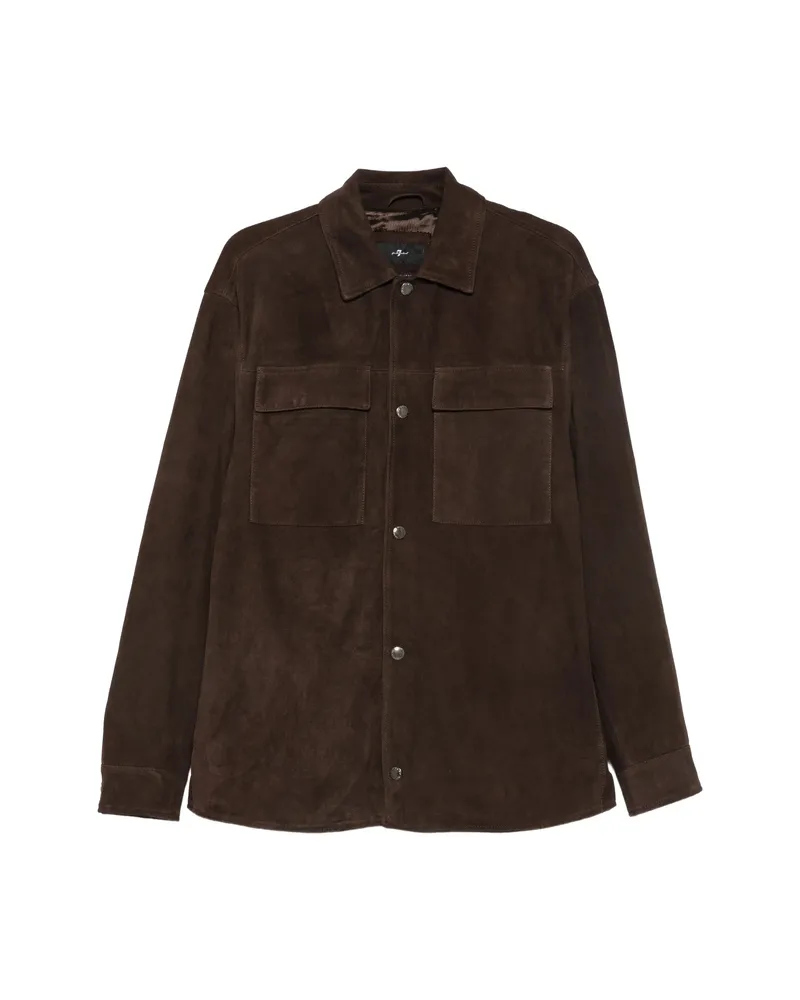7 for all mankind Suede Flap-pocket Shirt Brown