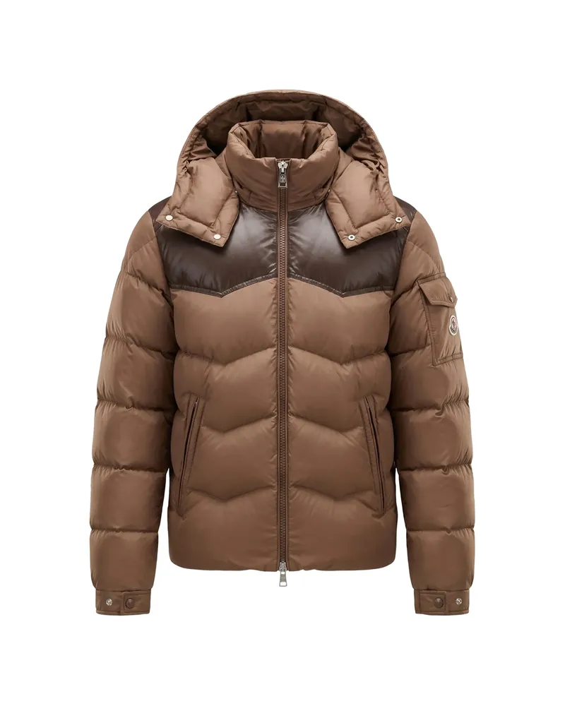 Moncler Ravelis Quilted Hooded Jacket Brown