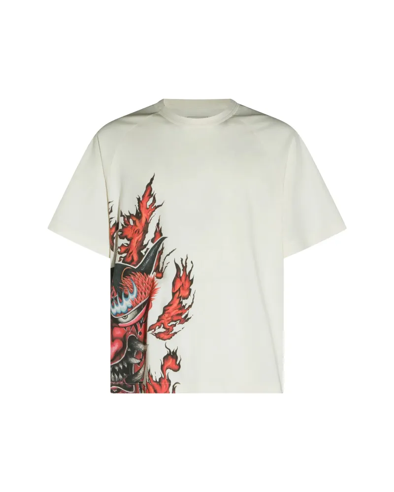 Y-3 Graphic-print Raglan-sleeve T-shirt White