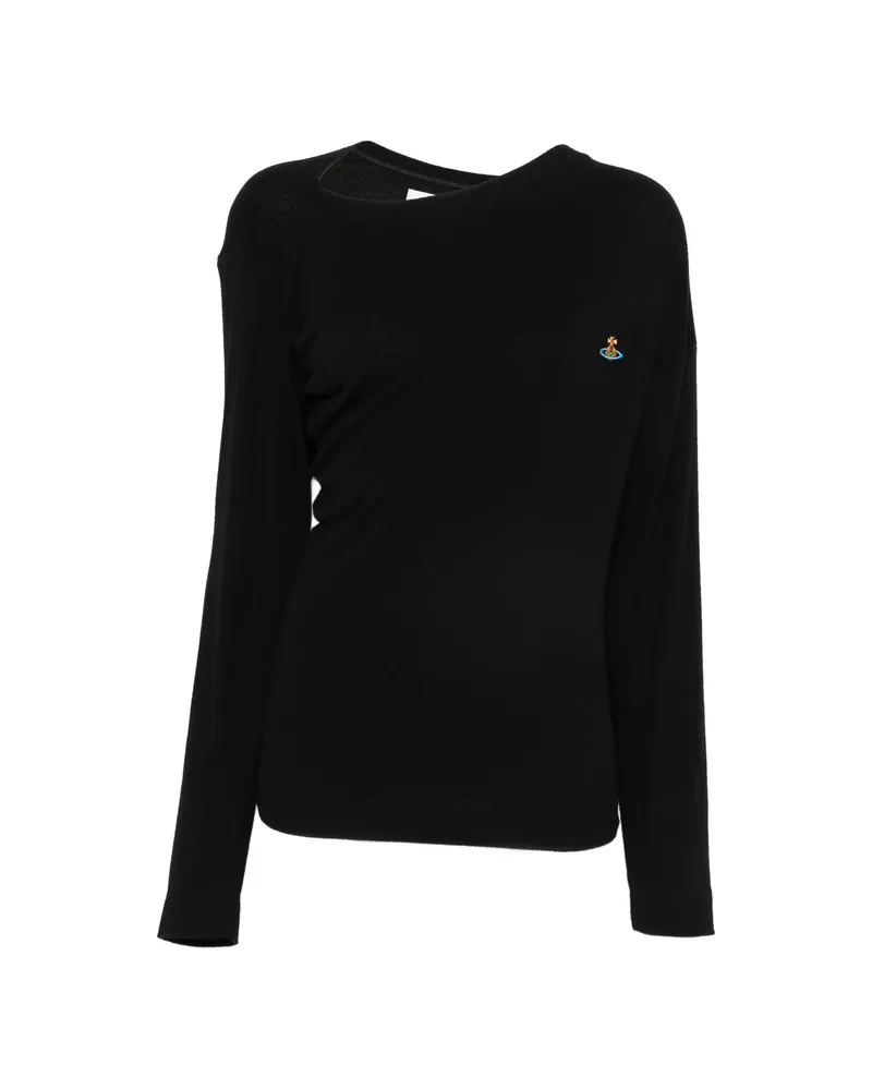 Vivienne Westwood Orb-embroidered Asymmetric-neck T-shirt Black