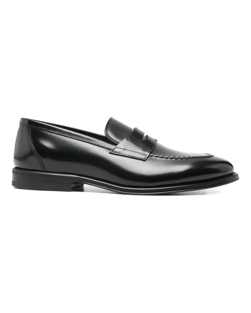 Henderson Penny-strap Stitch-detail Loafers Black