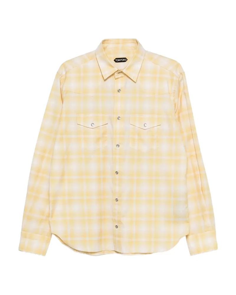 Tom Ford Chest-pocket Checked Shirt Yellow