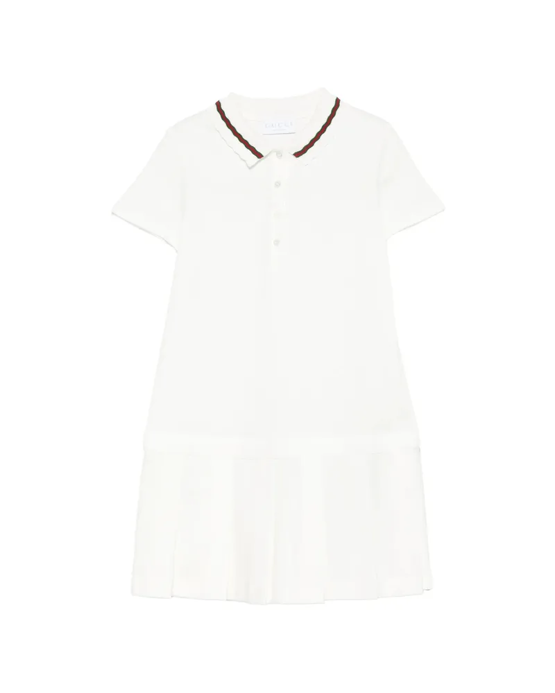 Gucci Striped-collar Pleated Dress White